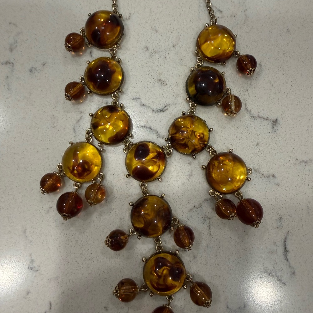 Amber and Brown Beaded Necklace